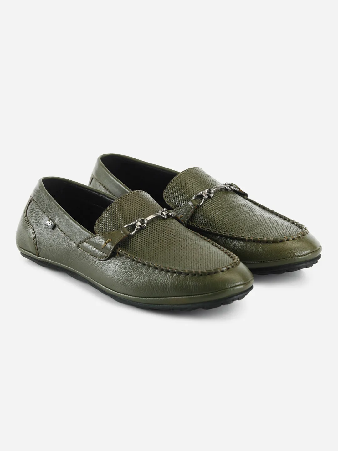 Men's Olive Classic Metal Trim Saddle Loafer (ID1121)