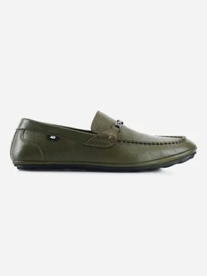 Men's Olive Classic Metal Trim Saddle Loafer (ID1121)