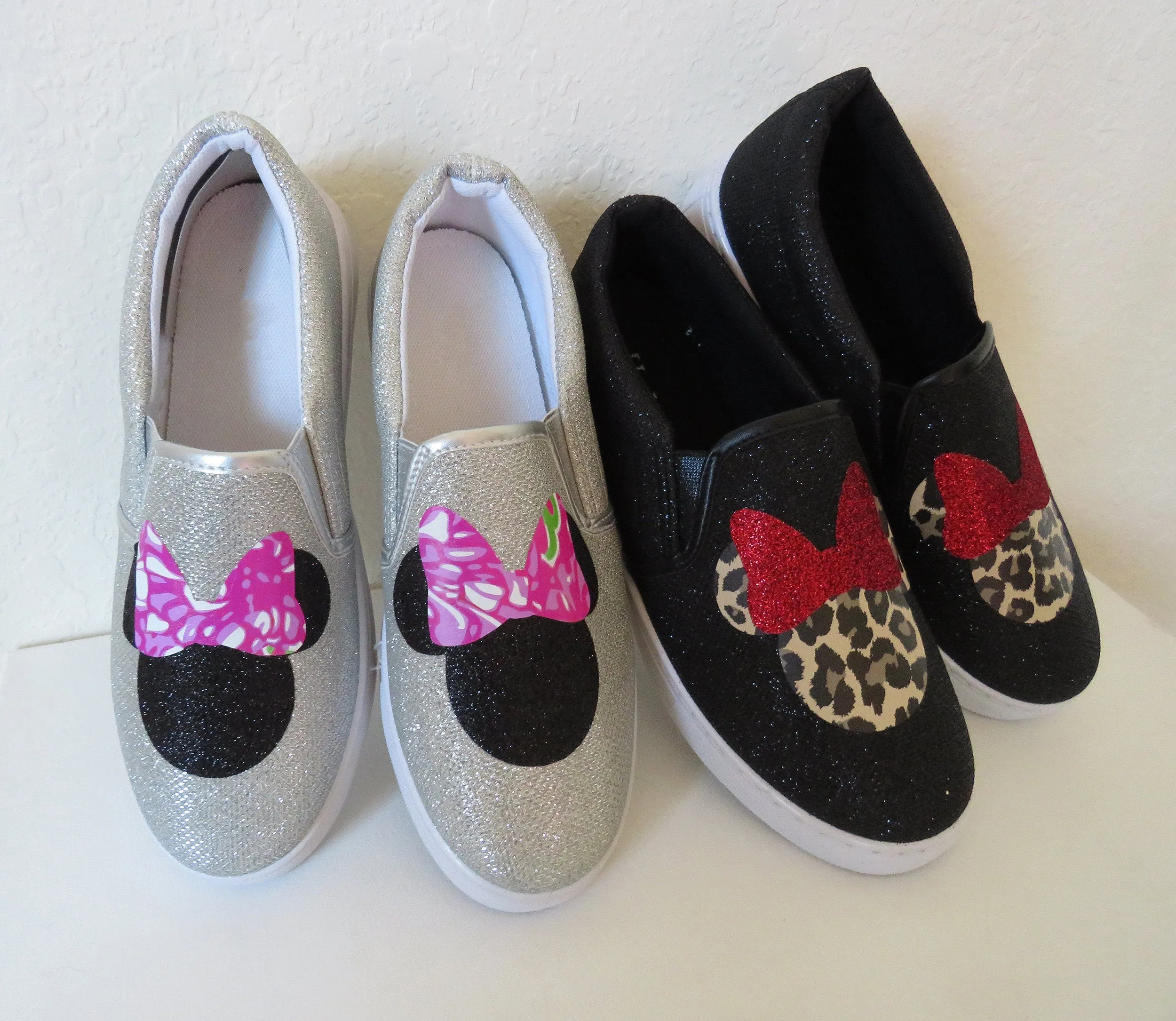 Mouse Ribbon Headband Leopard Slip on Shoes Sneakers