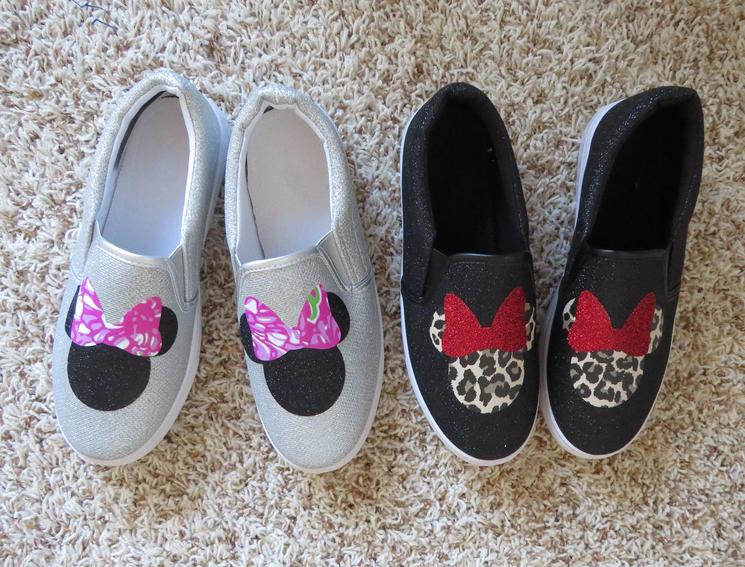 Mouse Ribbon Headband Leopard Slip on Shoes Sneakers