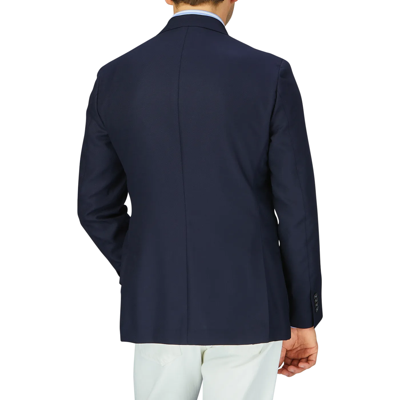 Navy Blue Wool Hopsack Blazer