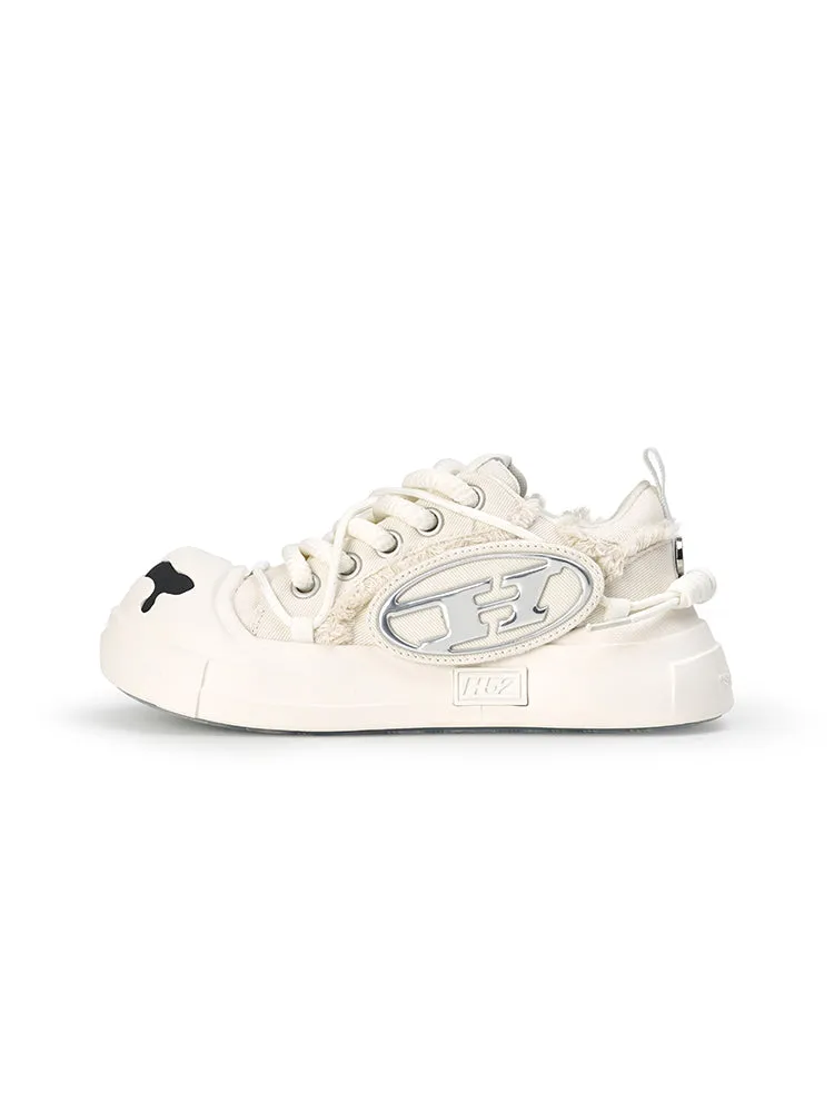 Open Smile Canvas Shoes-White