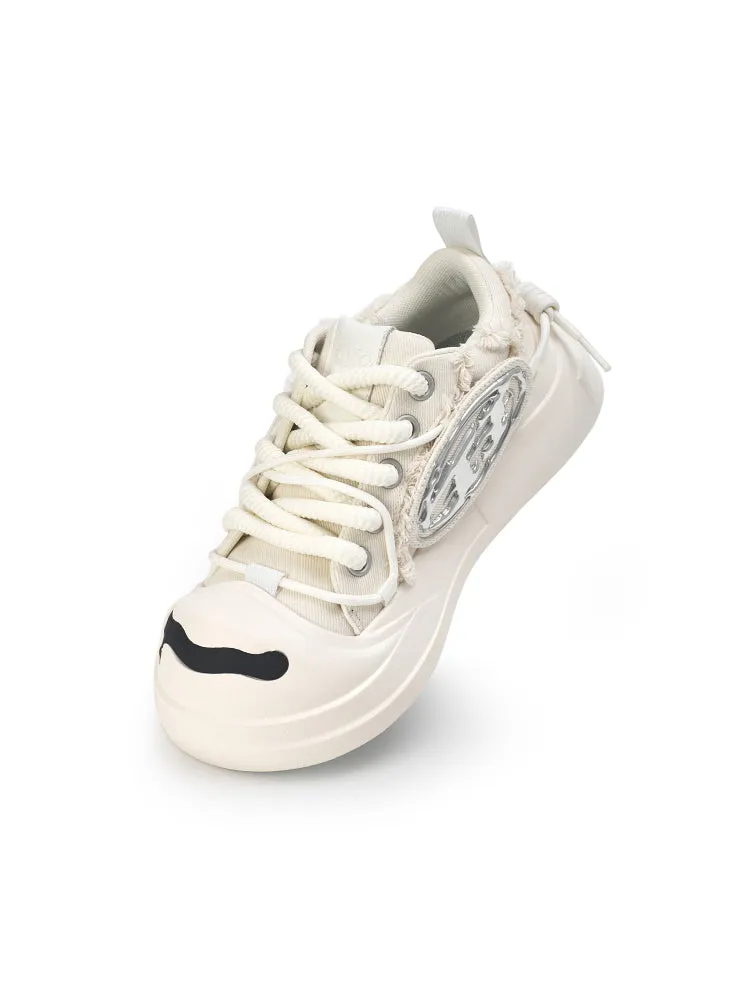 Open Smile Canvas Shoes-White