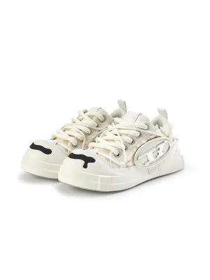 Open Smile Canvas Shoes-White