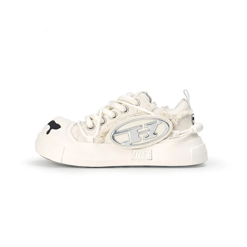 Open Smile Canvas Shoes-White