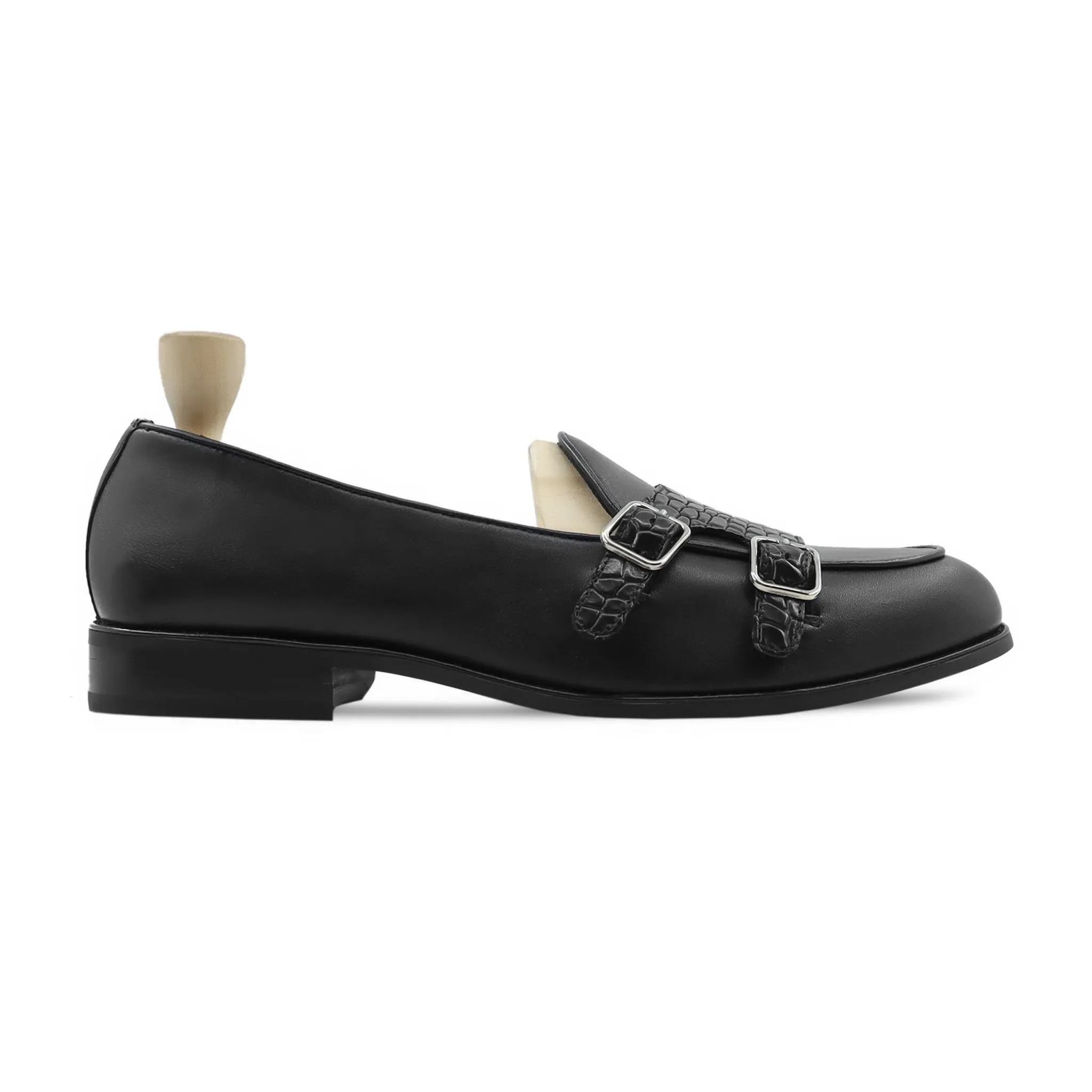 Paterson - Men's Black Calf Leather Double Monkstrap