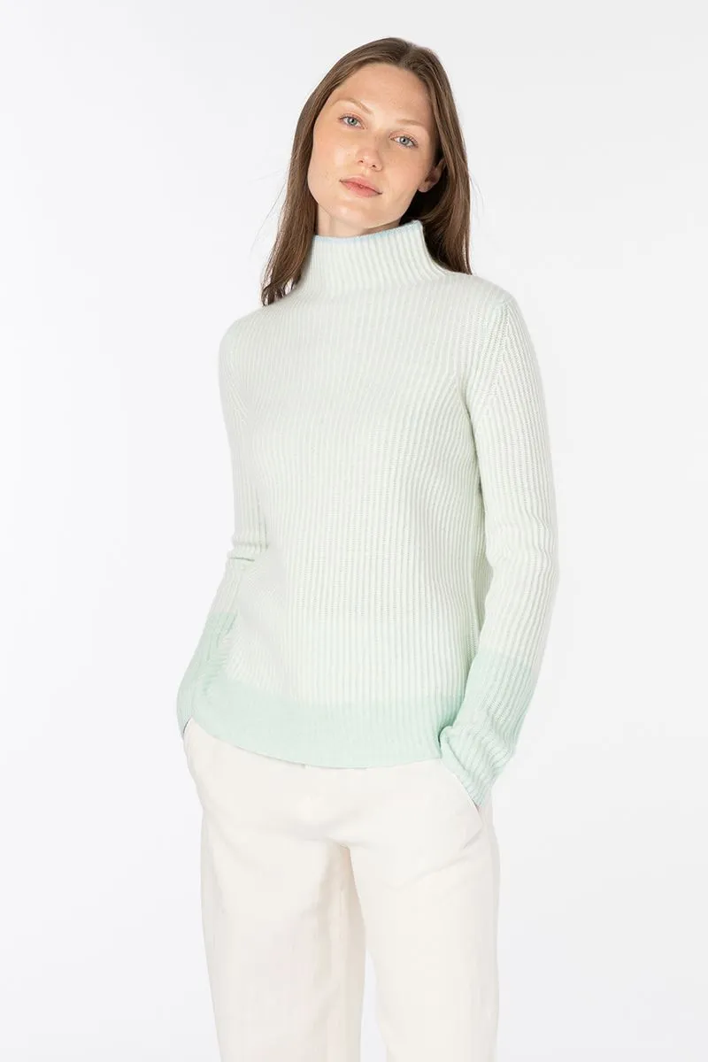 Plaited Funnel Sweater in Jade