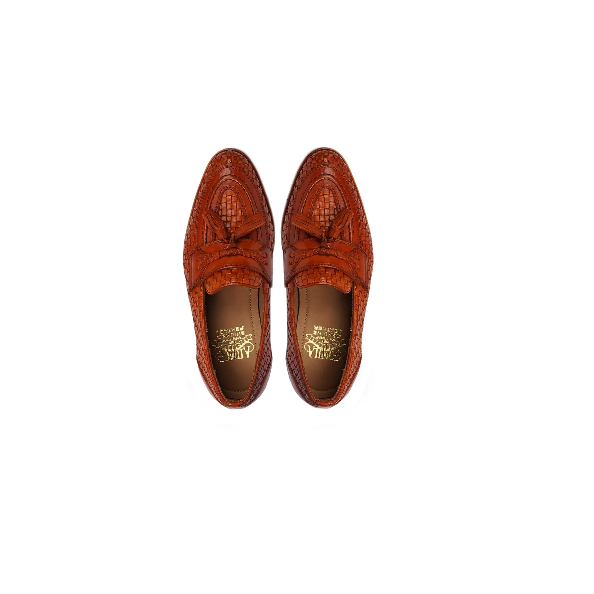 Porto - Kid's Orange Tan Hand Woven Calf Leather Loafer (5-12 Years Old)