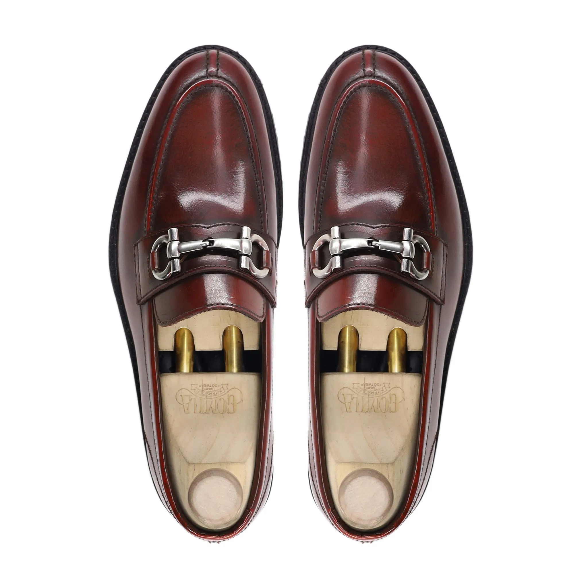 Rory - Men's Burnished Oxblood Box Leather High Shine Loafer