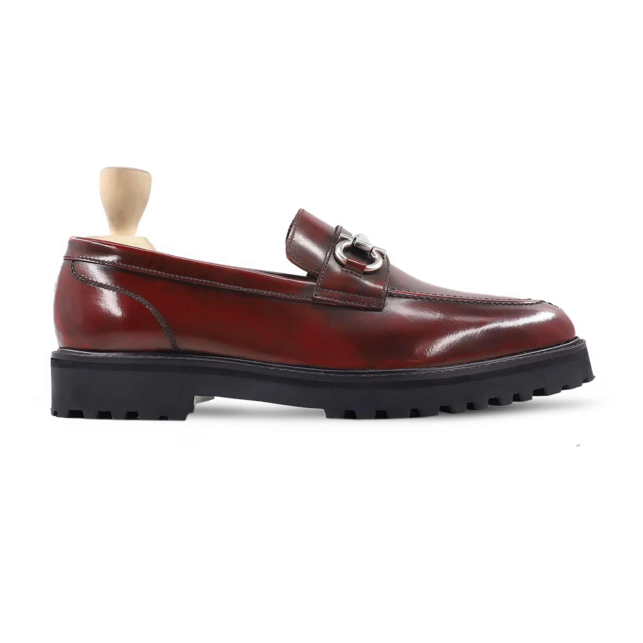 Rory - Men's Burnished Oxblood Box Leather High Shine Loafer