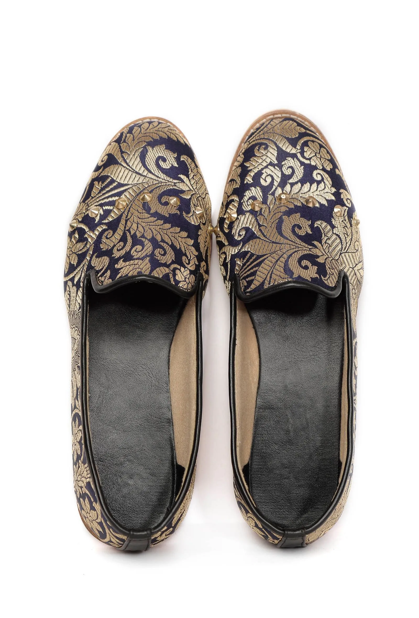 Royal Blue Brocade Loafers