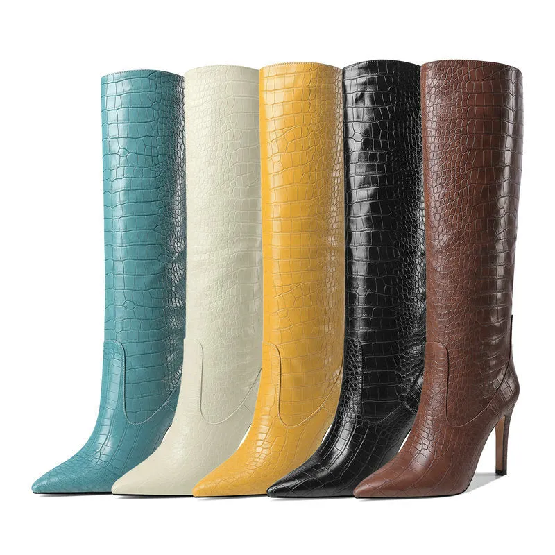 Serpent Chic Pointed Toe Stiletto Knee Highs