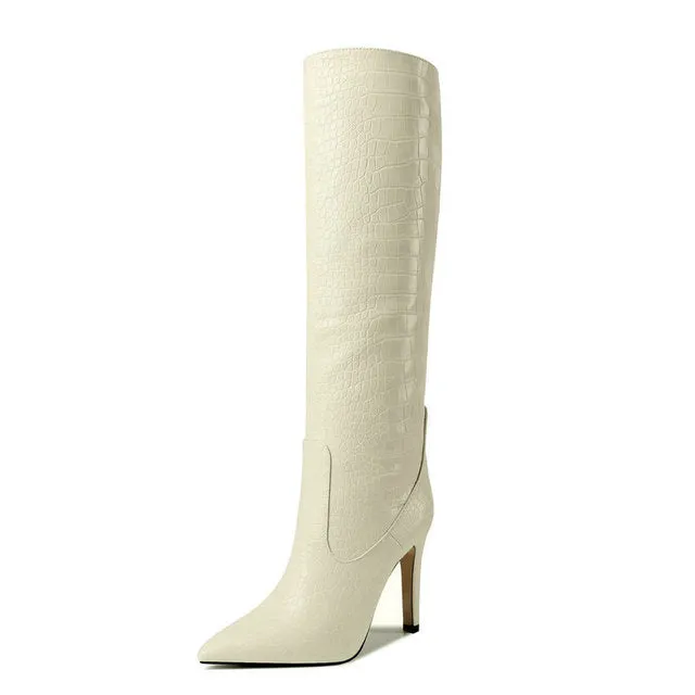 Serpent Chic Pointed Toe Stiletto Knee Highs