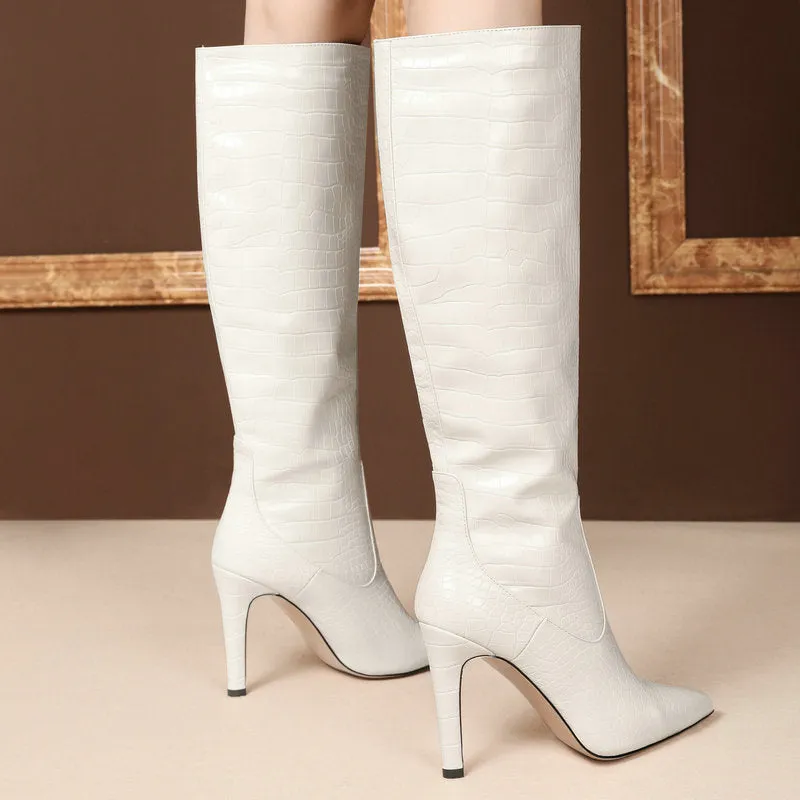 Serpent Chic Pointed Toe Stiletto Knee Highs