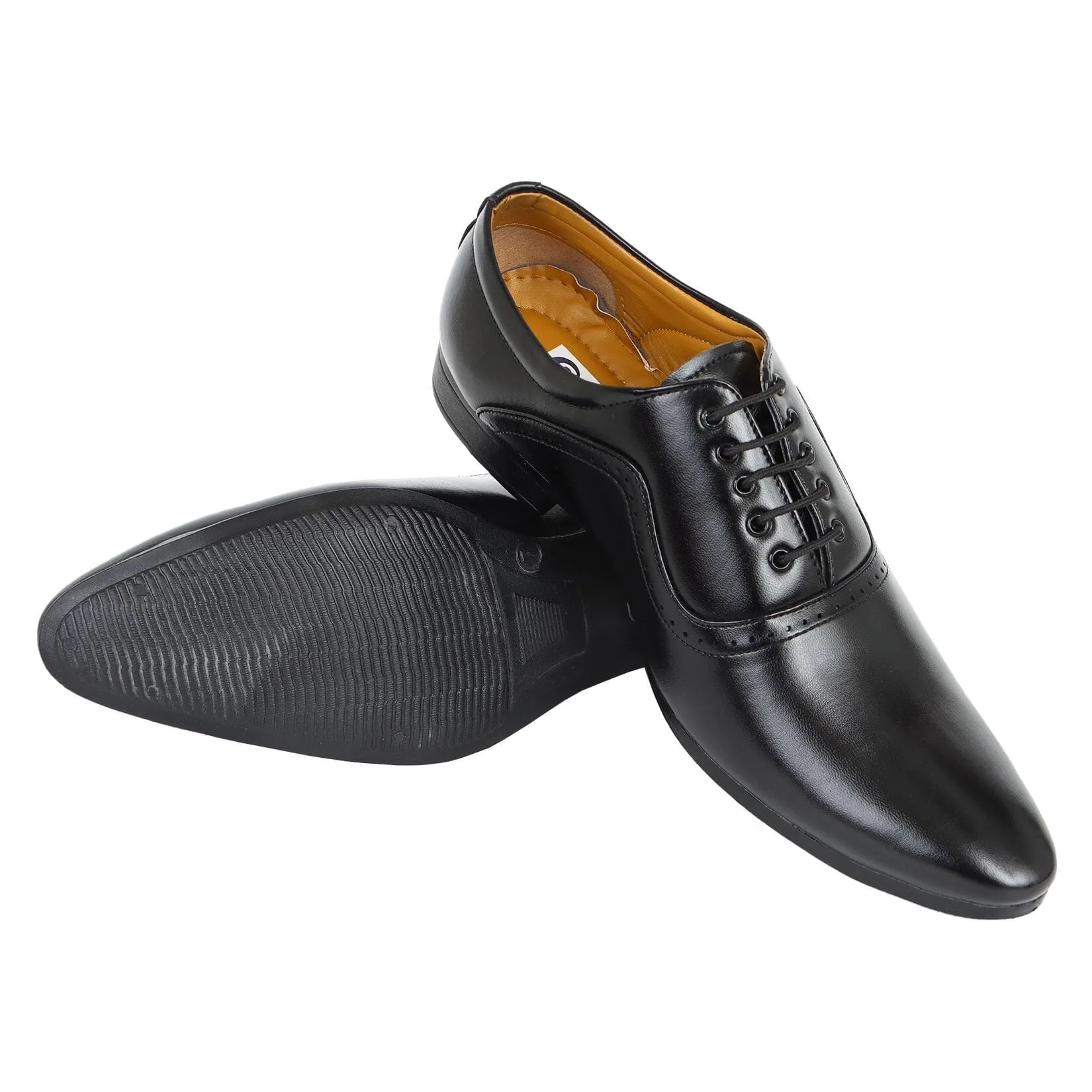 Somugi Black Lace up Formal Shoes for Men made by Artificial Leather