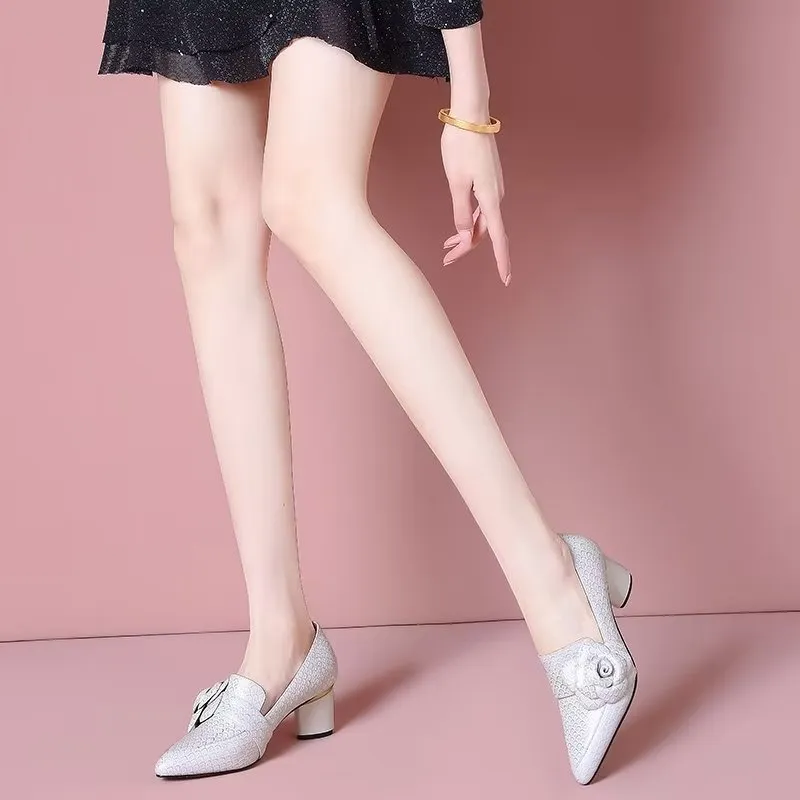 Sophisticated Exotic Leather Pointed Toe Low-med Heels