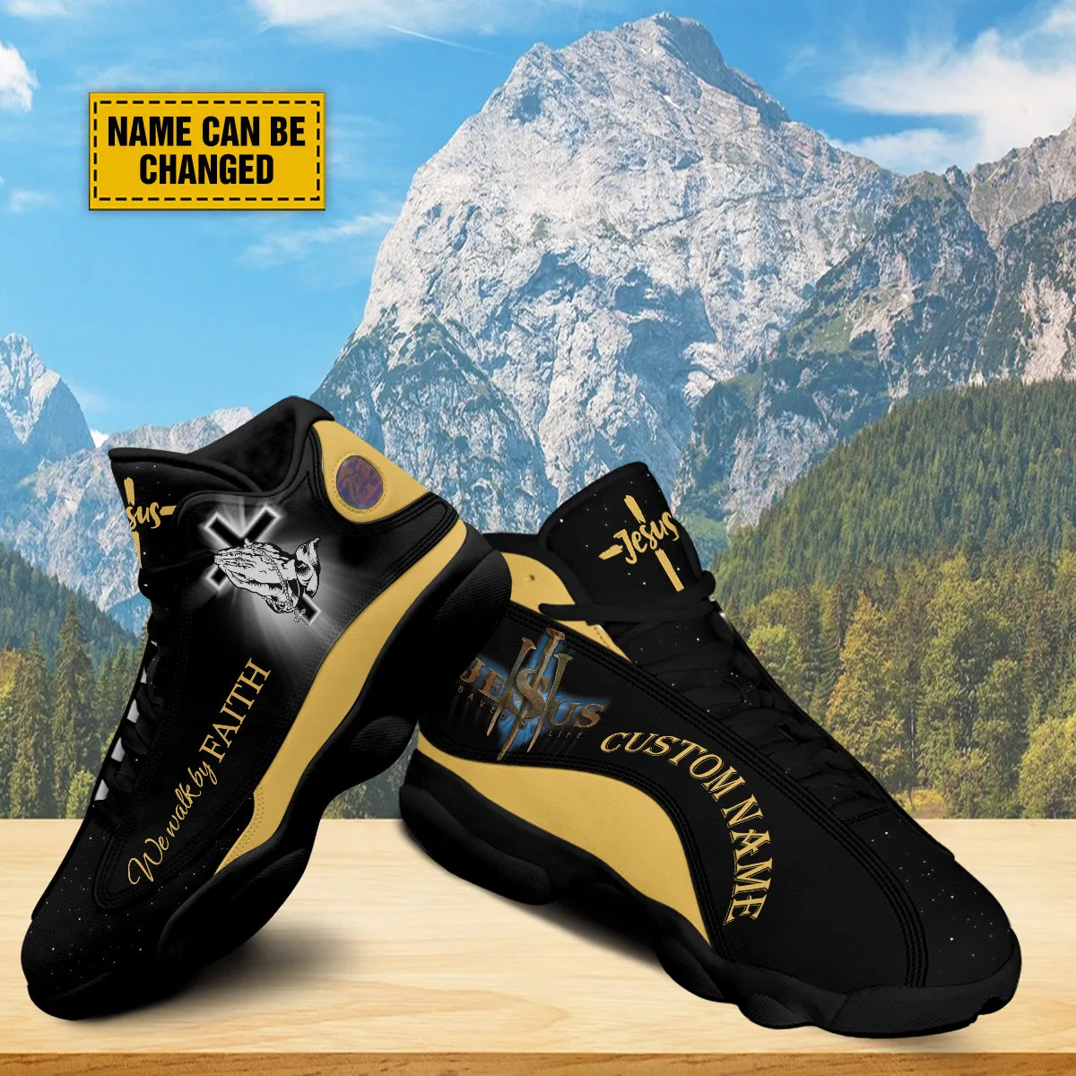 Teesdily | Jesus Saved My Life Basketball Shoes, Jesus Christ Walk By Faith Running Shoes, God Prayer Footwear Unisex Basketball Shoes