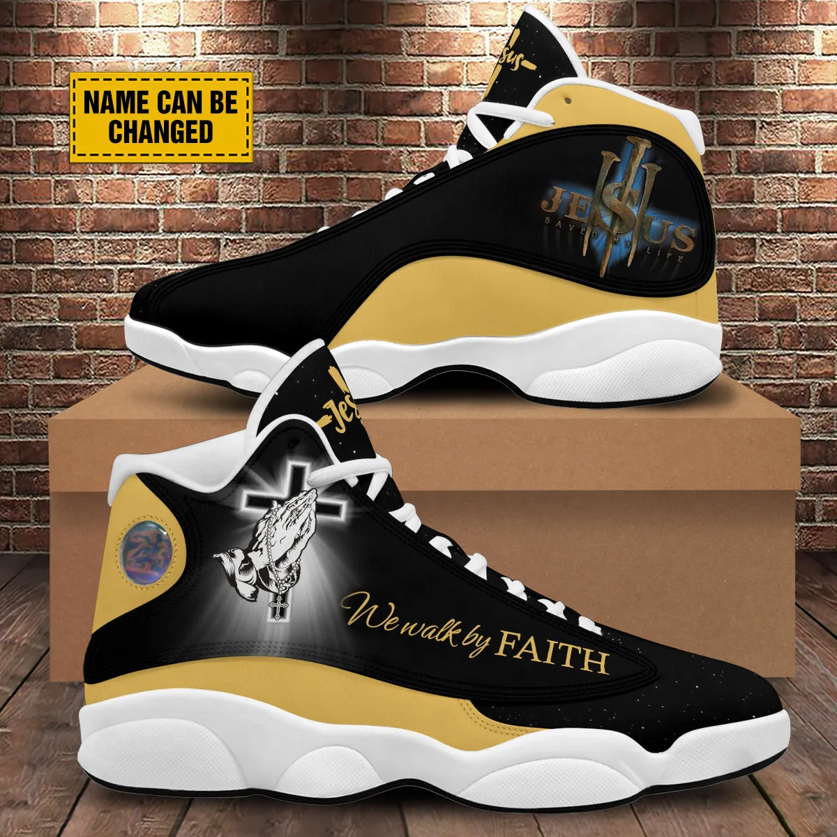 Teesdily | Jesus Saved My Life Basketball Shoes, Jesus Christ Walk By Faith Running Shoes, God Prayer Footwear Unisex Basketball Shoes