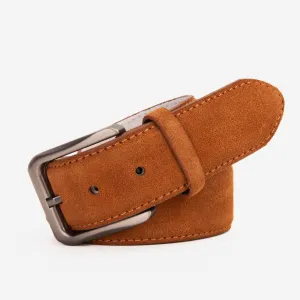 The Bari Tan Suede Leather Belt