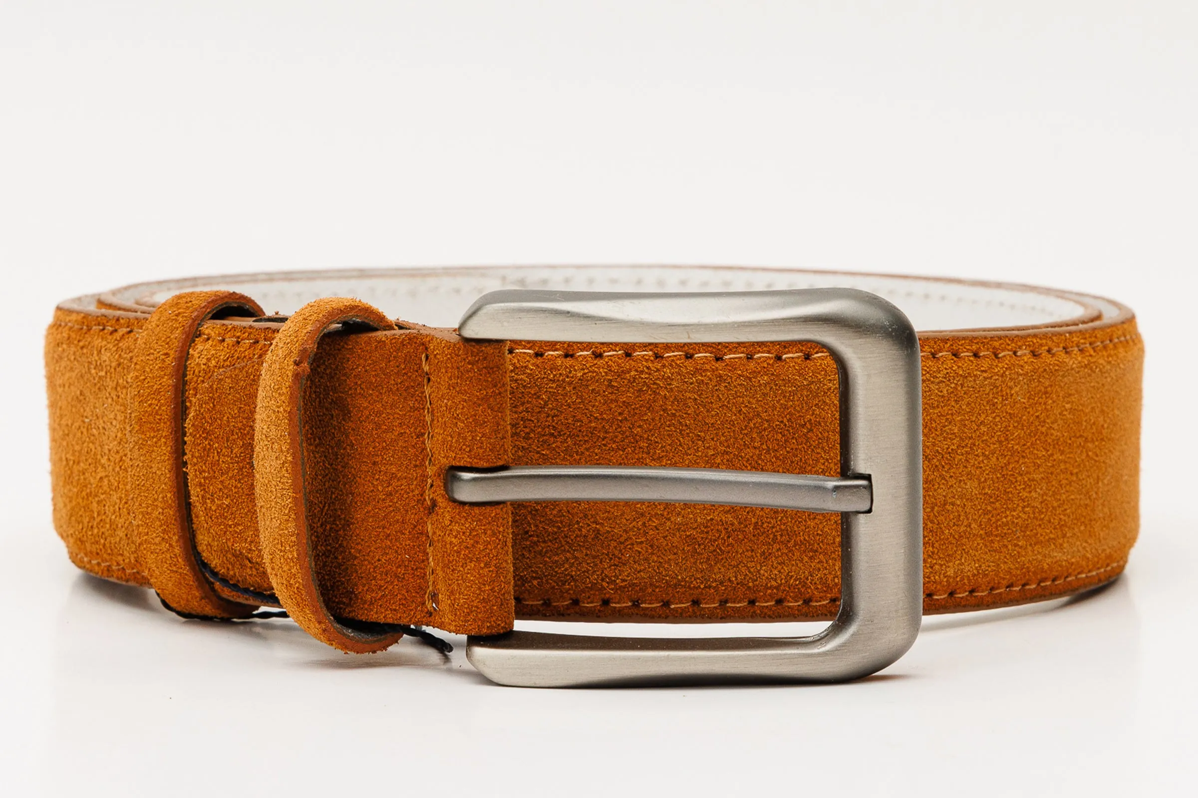 The Bari Tan Suede Leather Belt