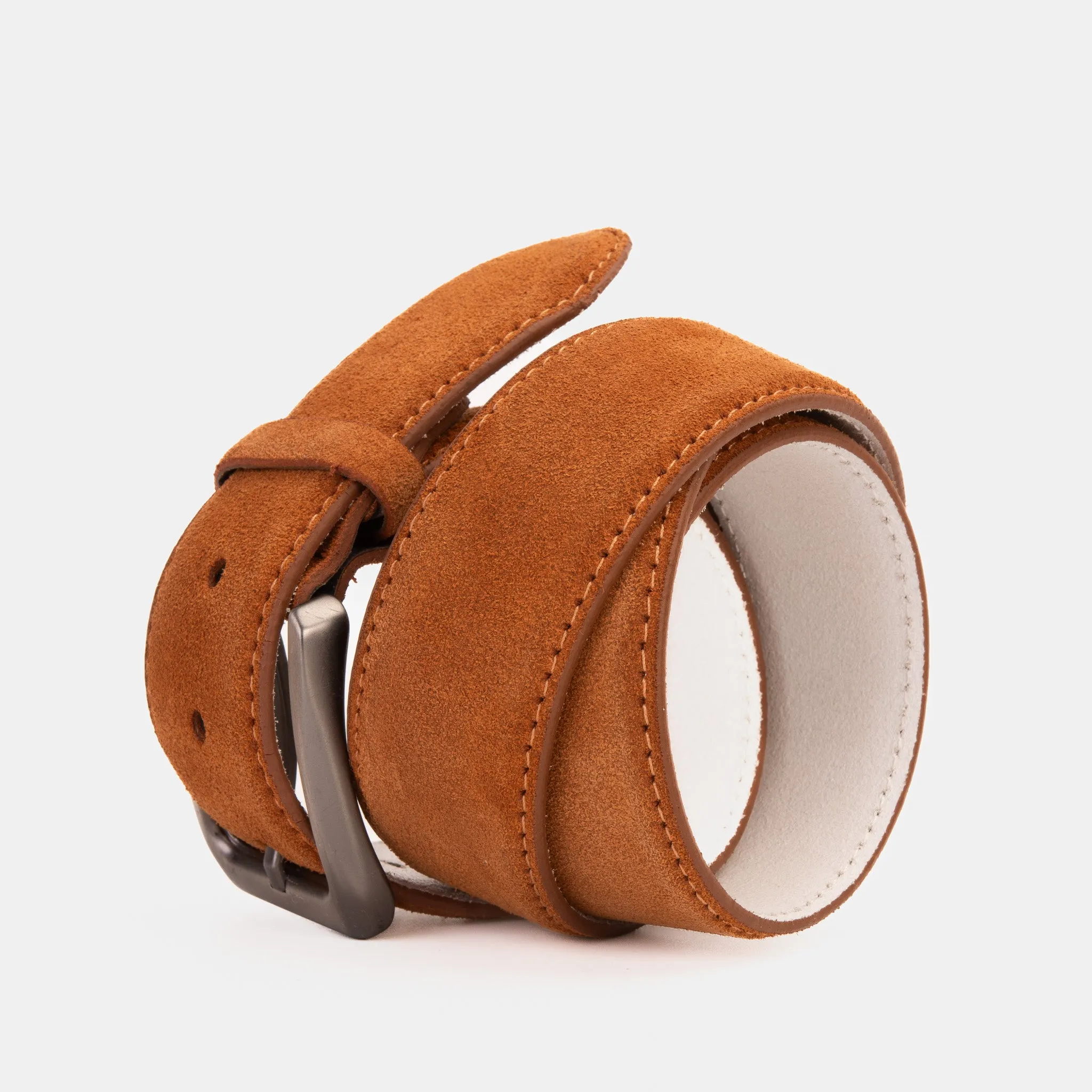 The Bari Tan Suede Leather Belt