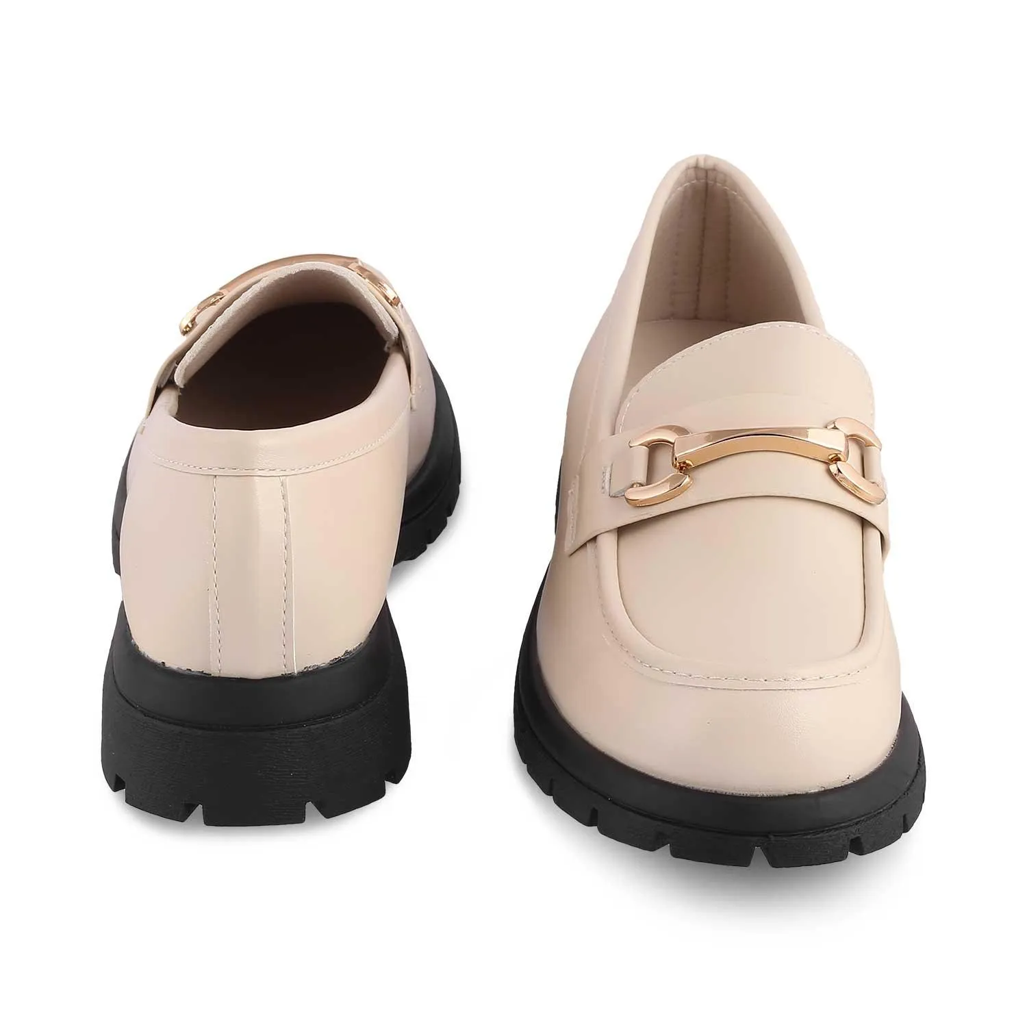 The Helsi Beige Women's Dress Chunky Sole Loafers Tresmode