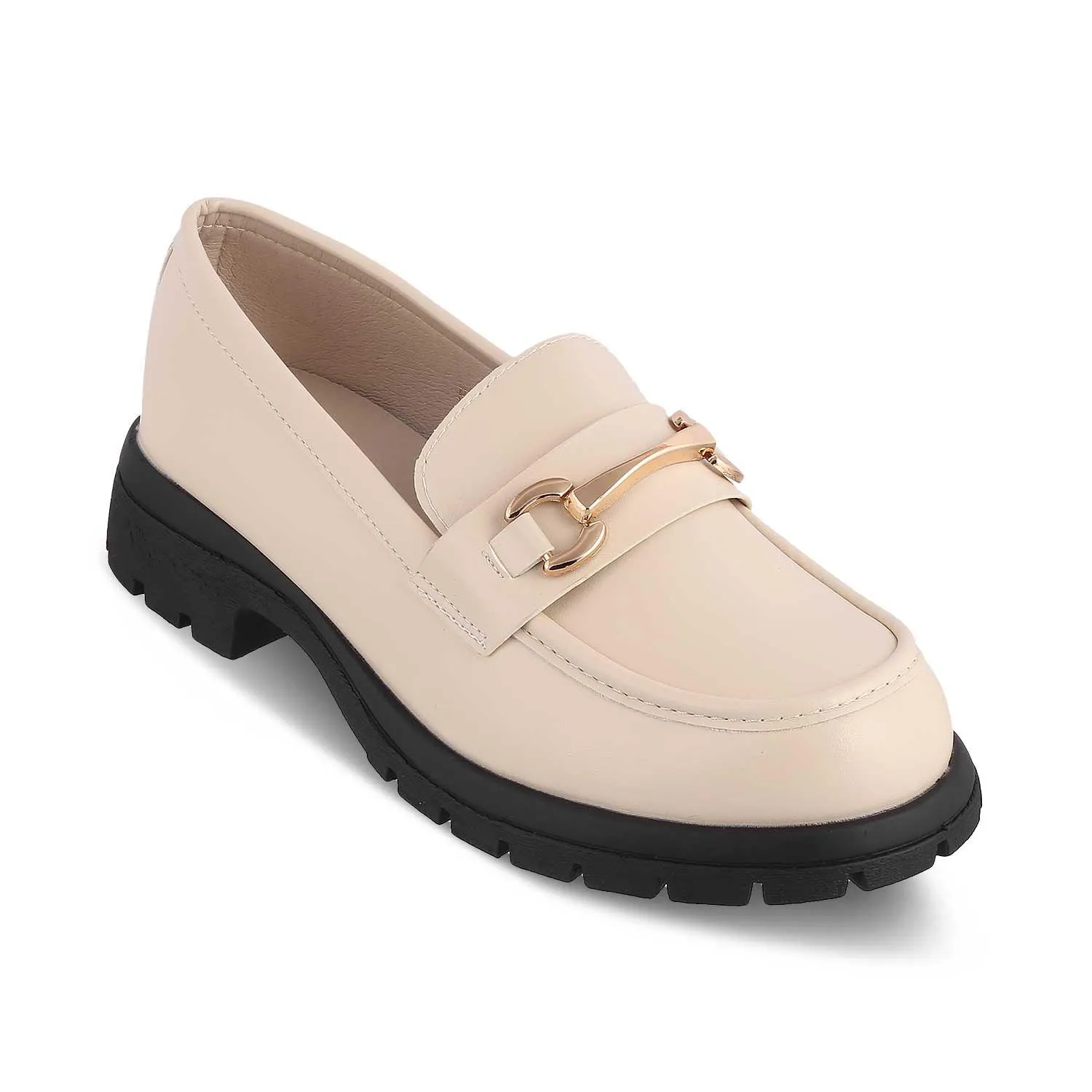 The Helsi Beige Women's Dress Chunky Sole Loafers Tresmode