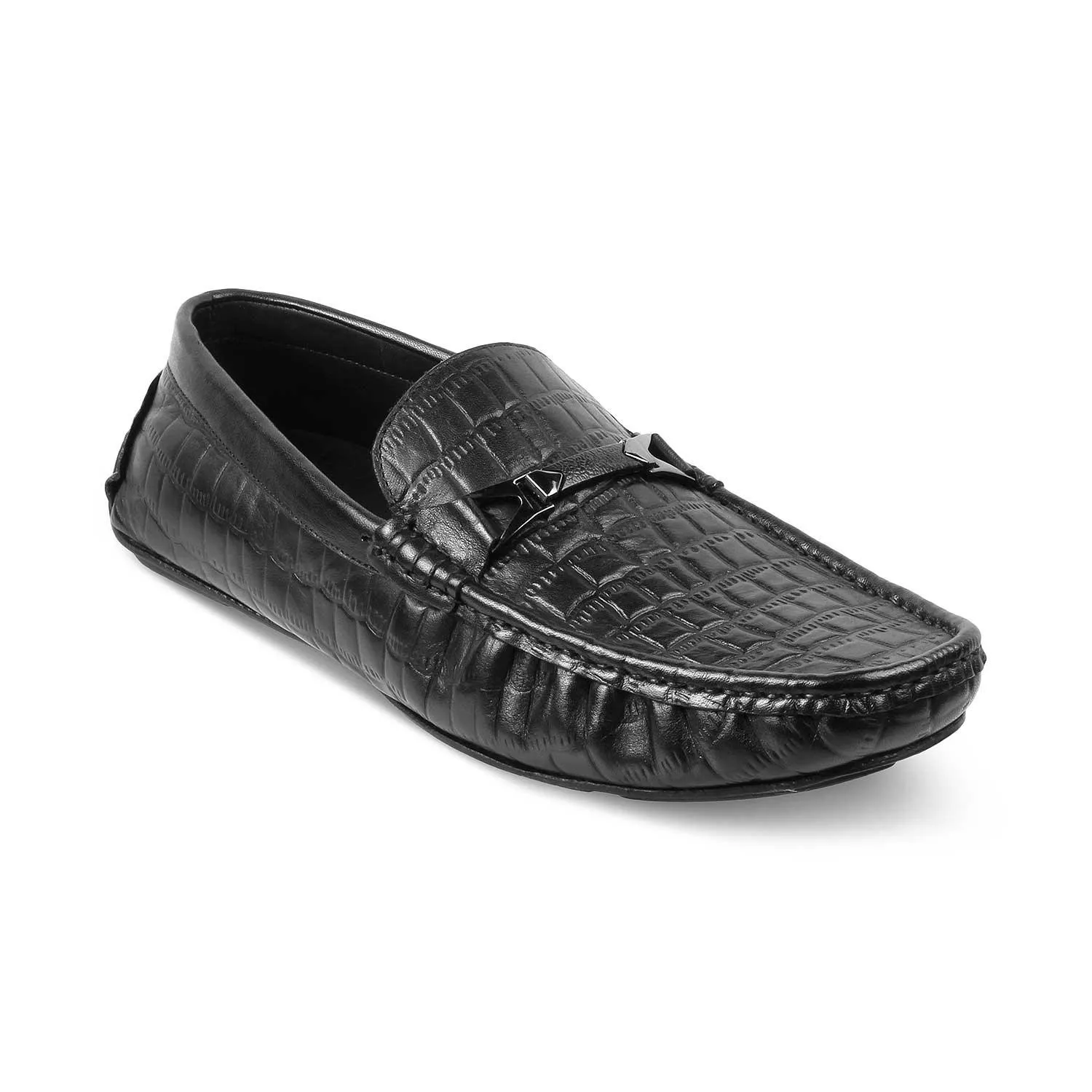 The Hummer Black Men's Leather Driving Loafers Tresmode