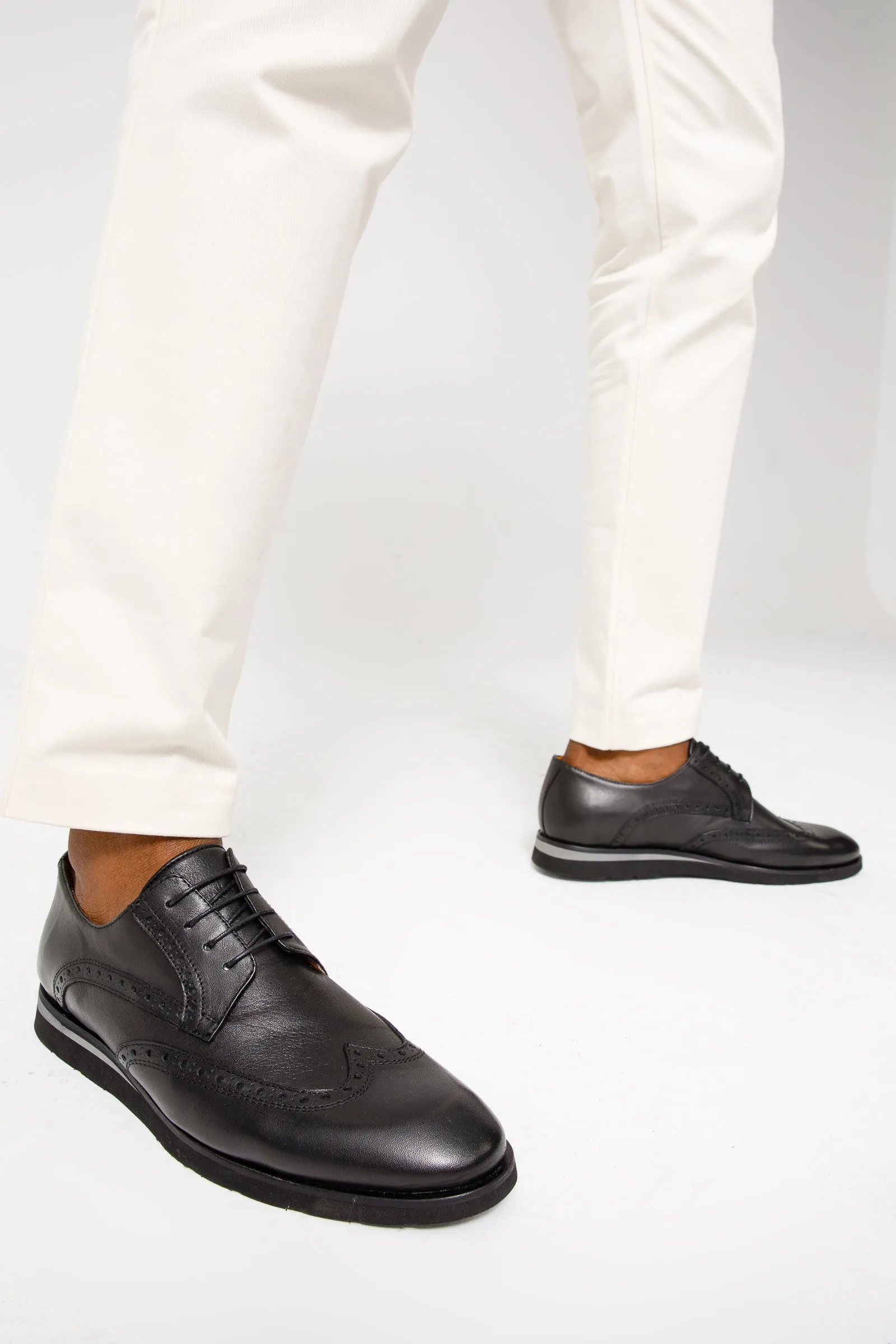 The Molise Black Wingtip Semi Brogue Derby Men Shoe