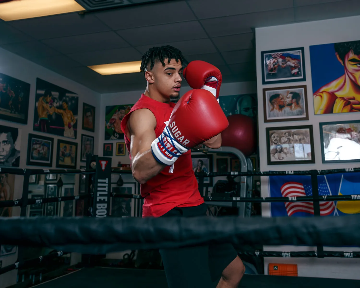 TITLE Boxing Sugar Ray Leonard Signature Leather Sparring Gloves