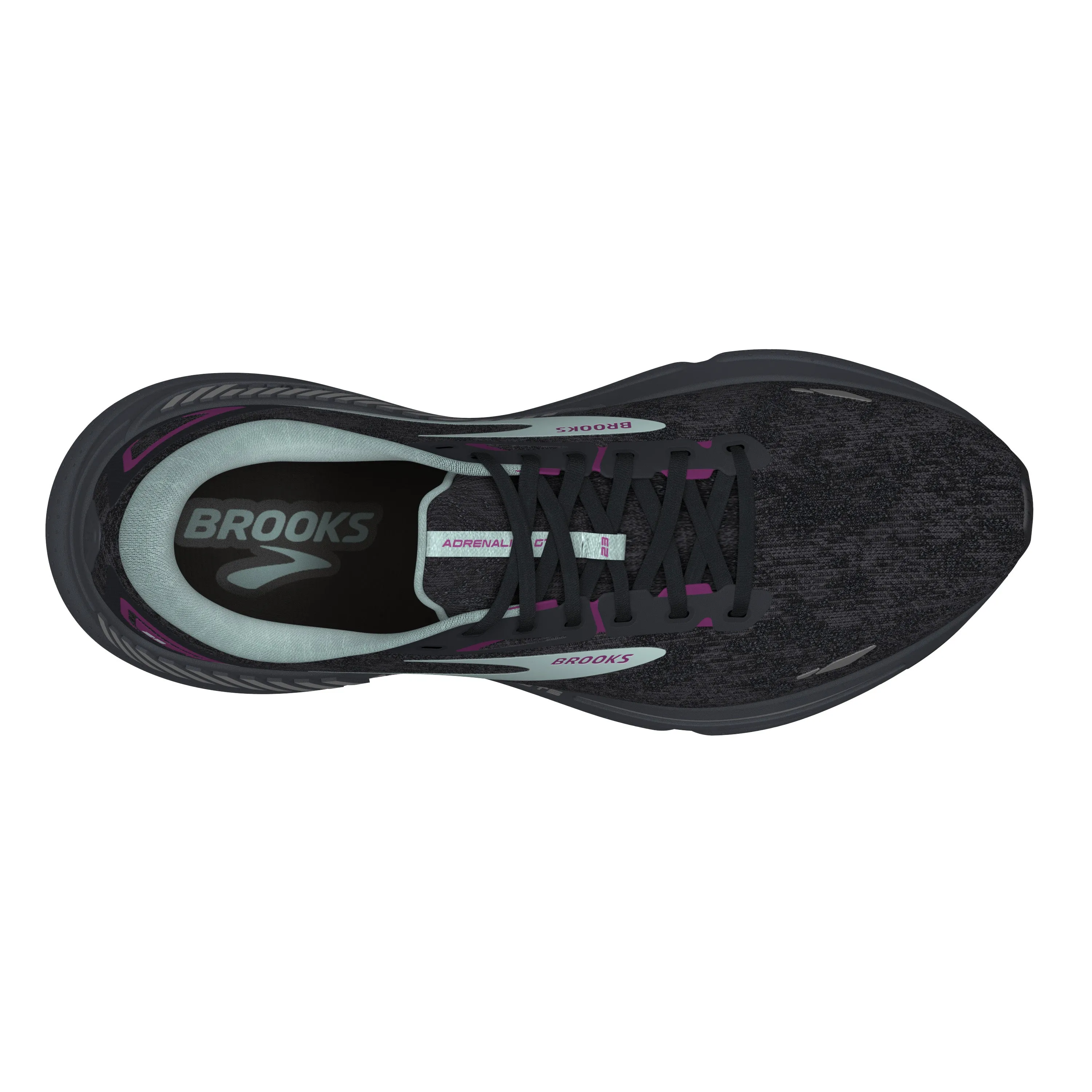 Women's Brooks Adrenaline GTS 23 Color: Black/Light Blue/Purple (WIDE WIDTH)