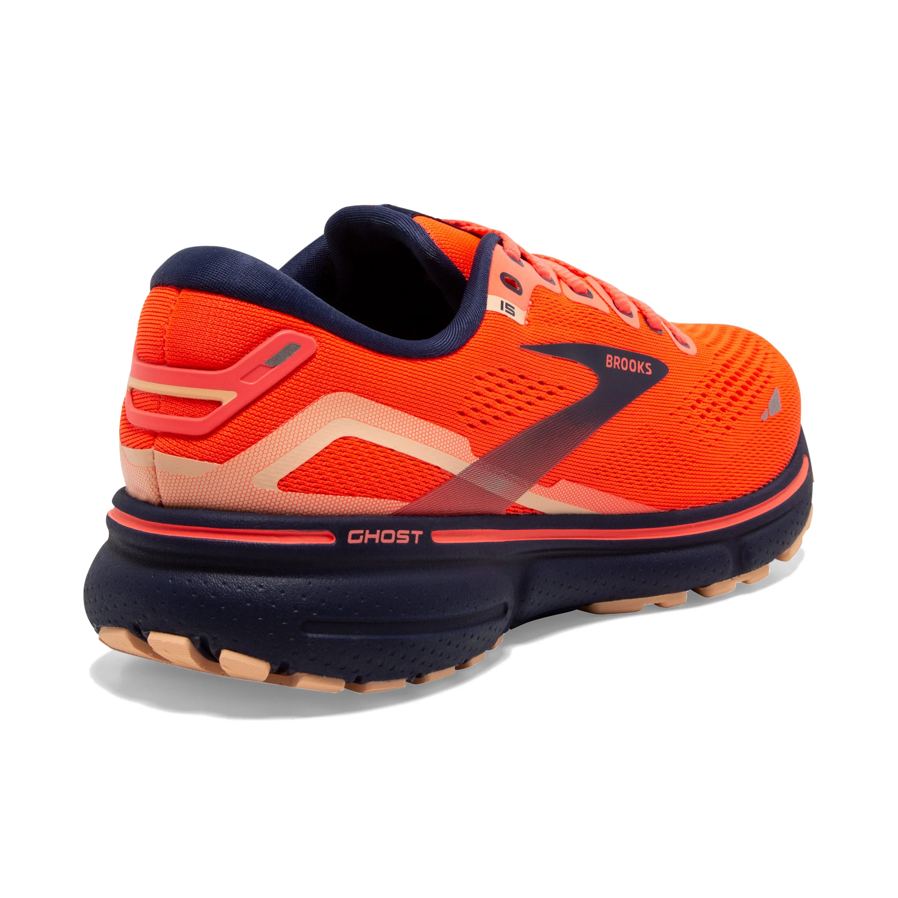 Women's Brooks Ghost 15 1203801B657 Color: Coral/Navy/Peach