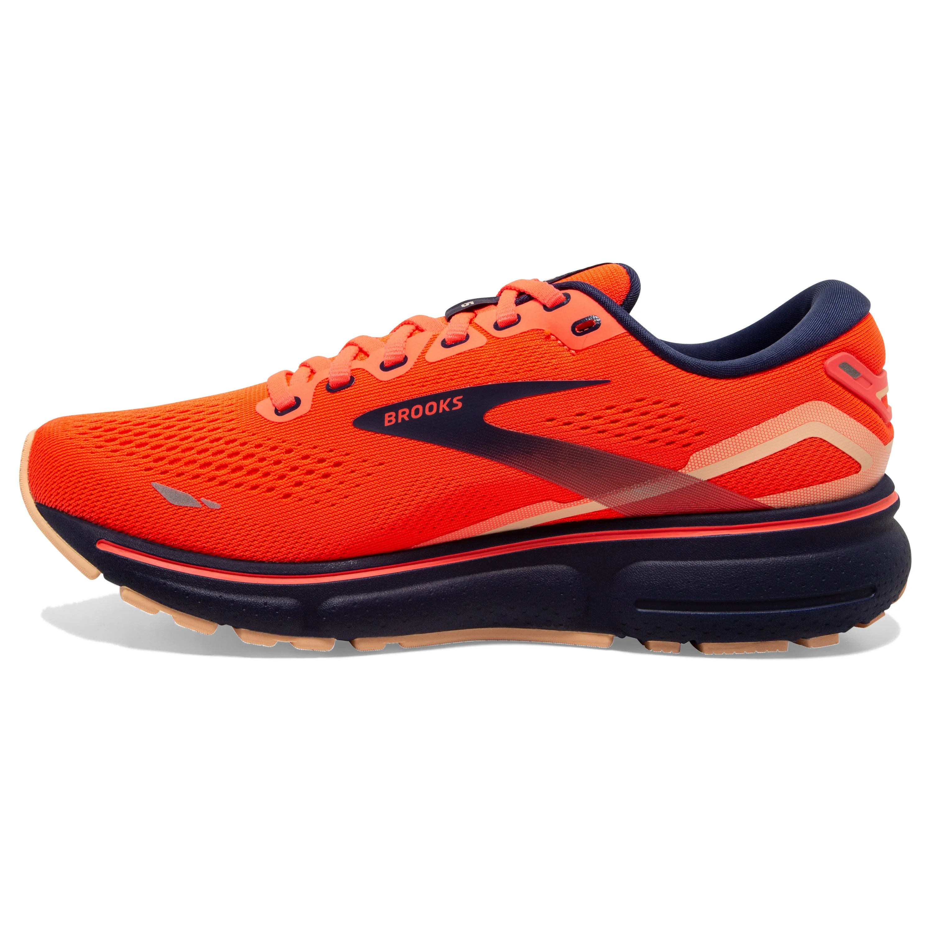 Women's Brooks Ghost 15 1203801B657 Color: Coral/Navy/Peach